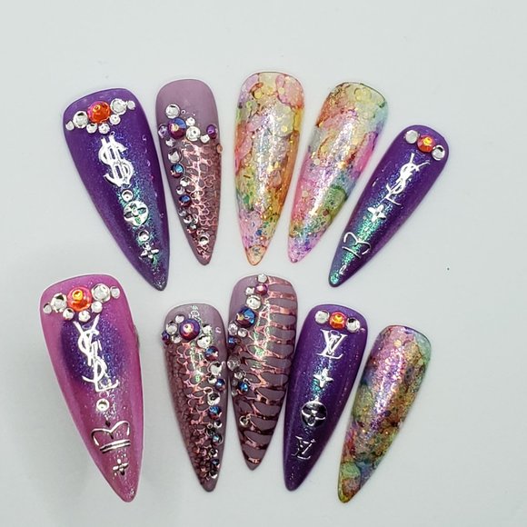 Chameleon Luxury Gel Press on Nails " Purple Chameleon " - Picture 6 of 15